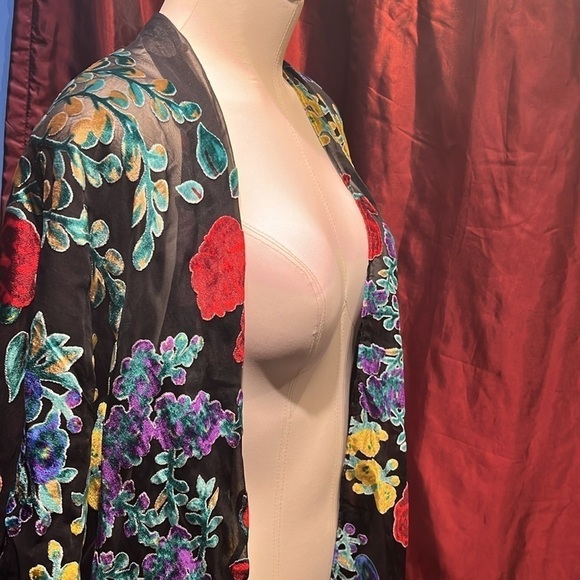 Nylon viscose rose, patterned kimono see-through - Picture 8 of 10